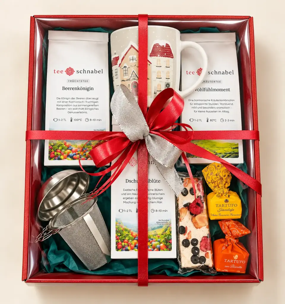 Winterliche Wohlfühlmomente - rote Geschenkbox