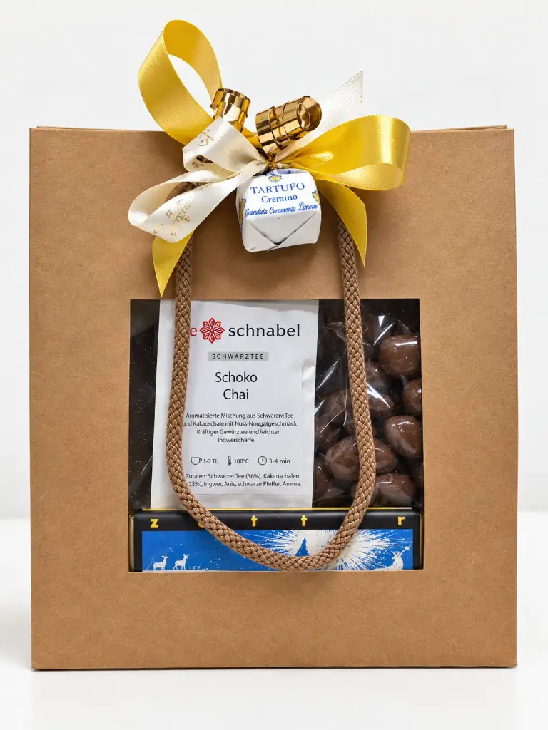 Schokoladige Weihnachtsfreude – Geschenkset mit Tee & Schokolade