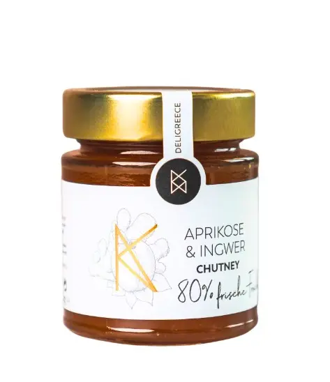 Aprikosen & Ingwer Chutney 80% 180g aus Griechenland im Glas