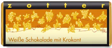 Weiße Schokolade mit Krokant - handgeschöpfte Schokolade
