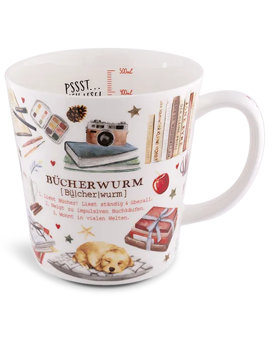 Becher Bücherwurm 500ml