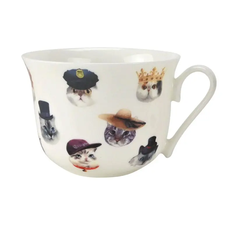 Jumbotasse 0,5l Brillantporzellan Katzen-Charakter-Köpfe