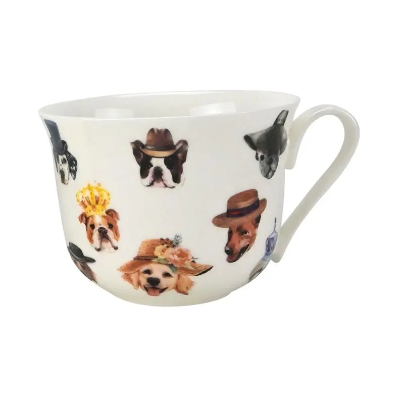 Jumbotasse 0,5l Brillantporzellan Hunde-Charakter-Köpfe 