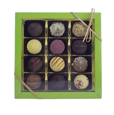 12er Pralinen in der grünen Geschenksverpackung 
