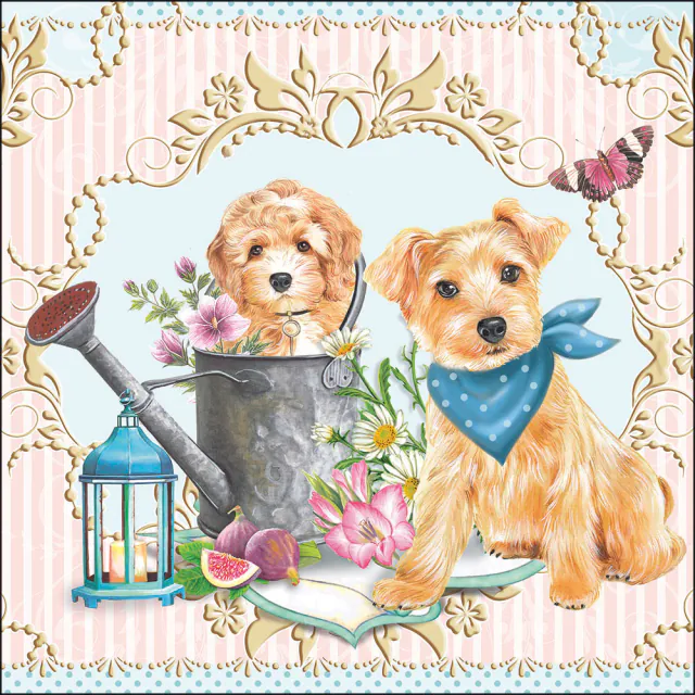 Servietten Hunde im Garten