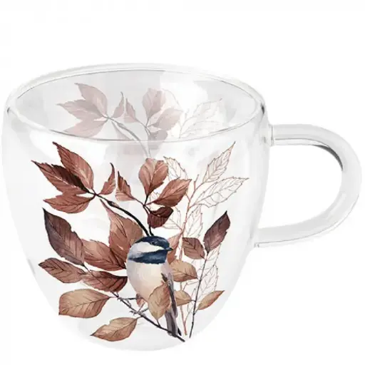 [BT01456] Lovely chickadee Becher Glass 