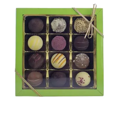12er Pralinen in der grünen Geschenksverpackung 
