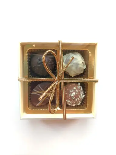 4er Pralinen Gold-Geschenksverpackung