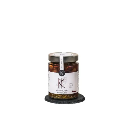 [FK00004] Kreta-Oliven mit Rosmarin in Meersalzlake 340g