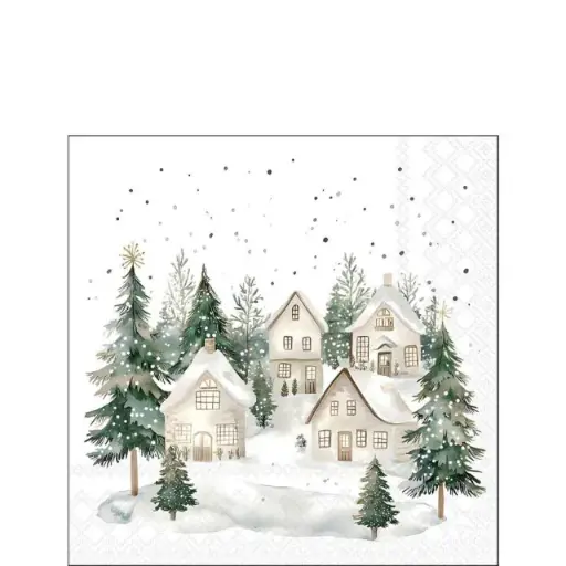 [ZR00069] Servietten klein Schnee Häuser