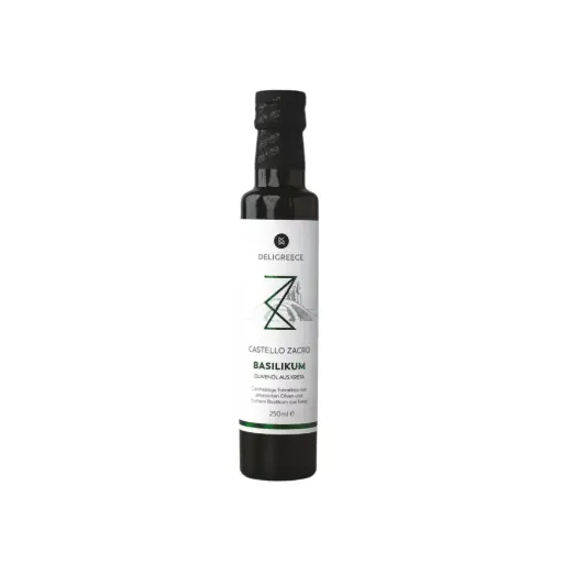 [FK00019] Castello Zacro Basilikum-Olivenöl 250ml aus Griechenland im Glas