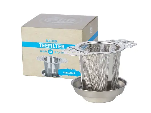 [Z00901] Edelstahlfilter mit Deckel/Abtropfschale 5,5 cm